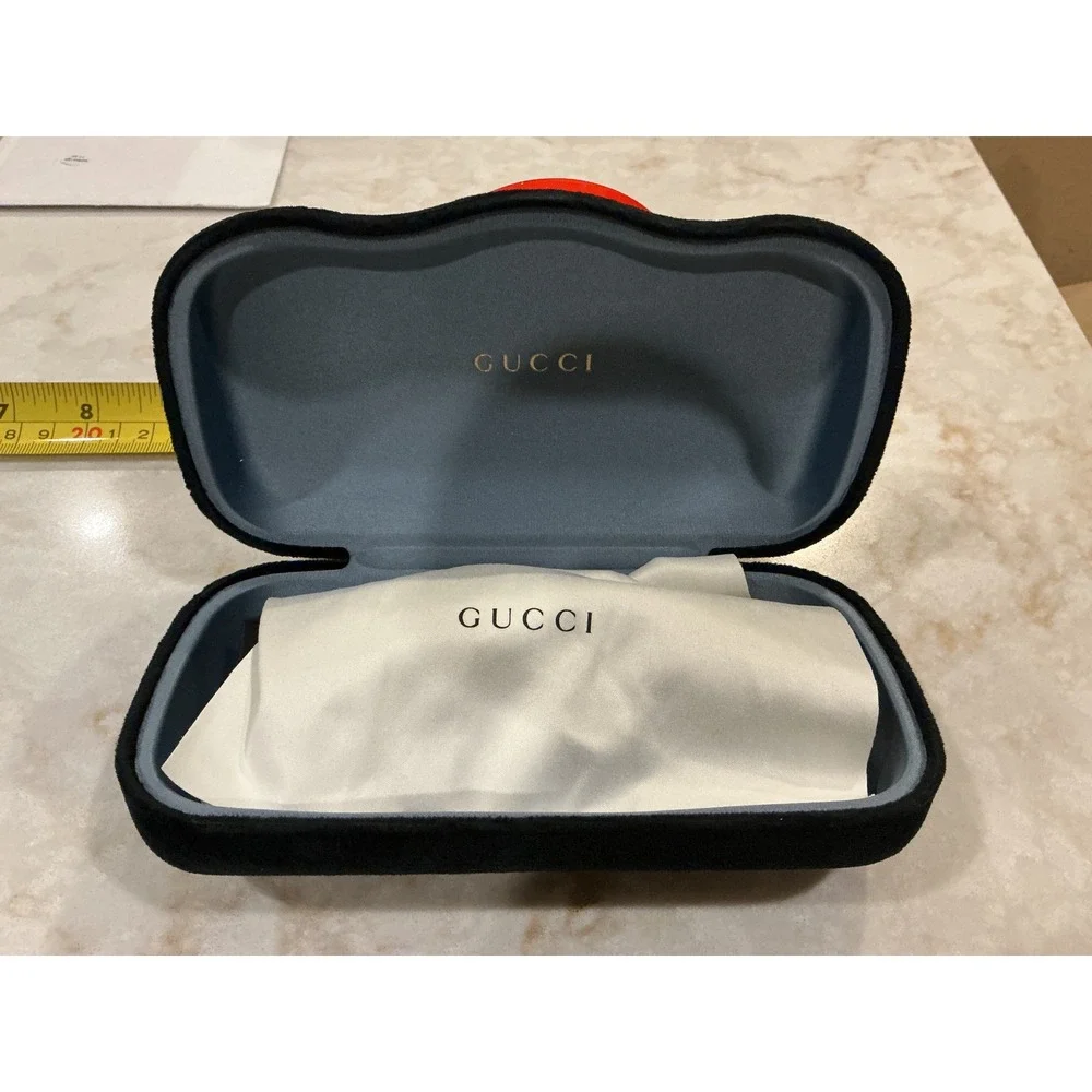 GUCCI GG0957S 003Cat Eye Sunglasses Black Gold Logo Brown Lens‎ Italy M